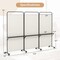 3-Panel Folding Room Divider with 3 Metal Shelves and Lockable Wheels